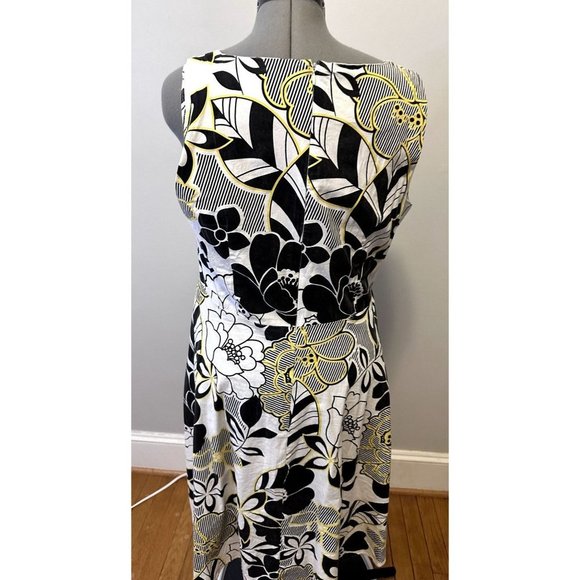 Vintage Ashley Stewart Plus Size 16 brown Beige Yellow Floral Retro Midi Dress - Picture 4 of 11